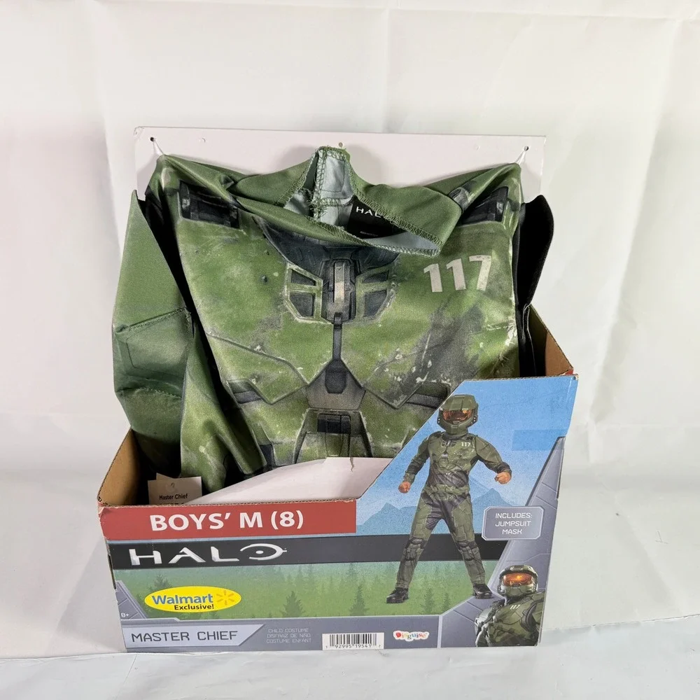 Halo Master Chief Costume Kids Boys Medium 8 Jumpsuit Mask Disguise